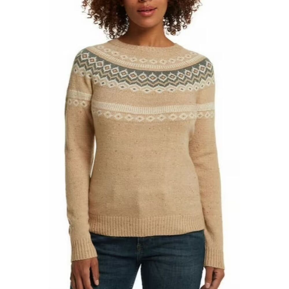 Weatherproof Vintage Fair Isle Sweater Women S Raglan Crewneck Knit Cozy Winter